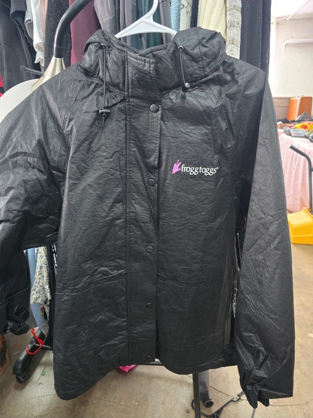 frogg toggs Women's Black Waterproof Hooded Rain Jacket